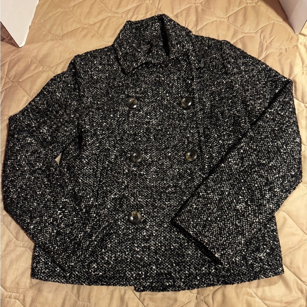 Victoria's Secret Black And White Double Breasted Coat Size 2 Casual 2014